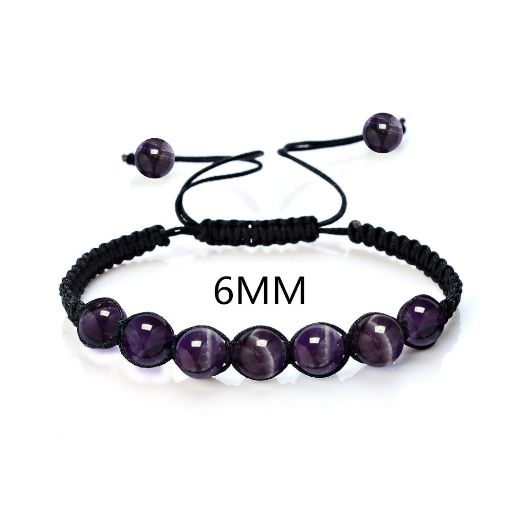 Brazalete de amatista tejido de piedra de cuentas redondas de variedades múltiples de múltiples